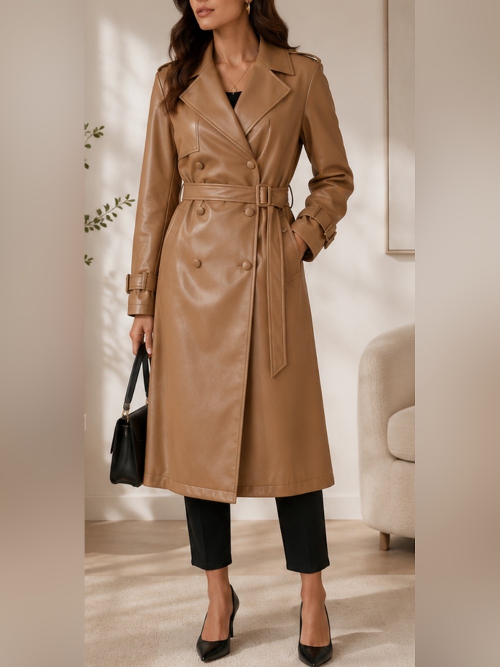 Elie Tahari Vegan Leather Trench new with tag